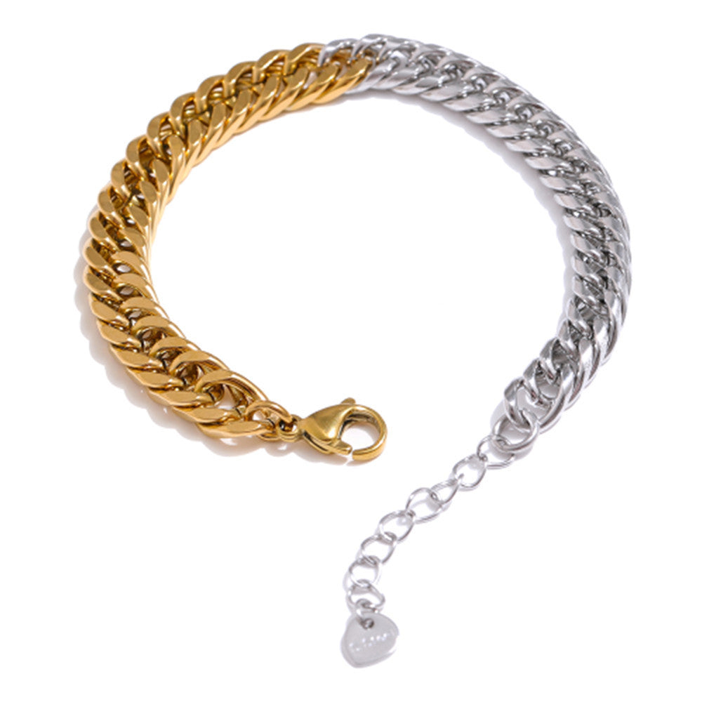 Mode Vintage Gliederkette oder Armband Halb Gold Halb Silber